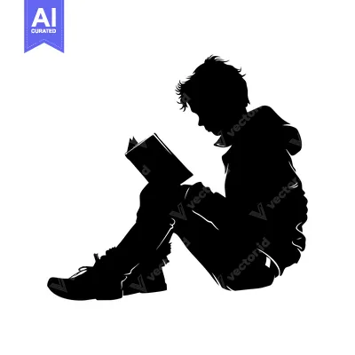 Silhouette of a Person Sitting and Reading a Book