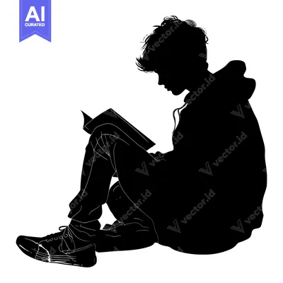 Aset premium populer: Silhouette of a Person Sitting and Reading a Book