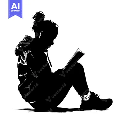 Aset premium populer: Silhouette of a Young Woman Reading a Book