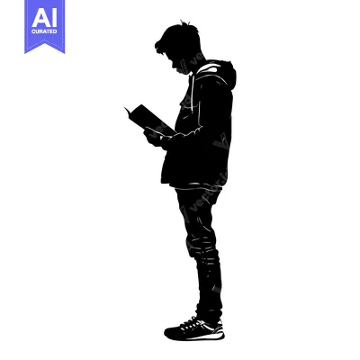 Aset premium populer: Silhouette of a Young Man Reading a Book