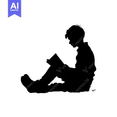Popular premium asset: Silhouette of a Boy Sitting and Reading a Book