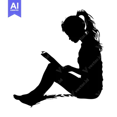 Popular premium asset: Silhouette of a Woman Reading a Book While Sitting on the Floor