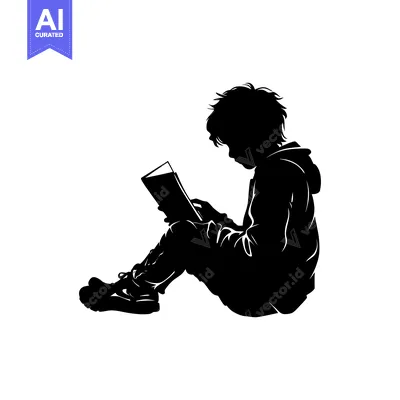 Silhouette of a Person Sitting and Reading a Book