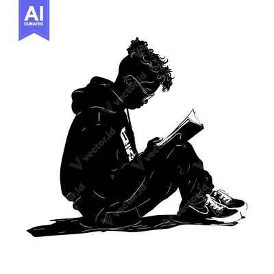 Popular premium asset: Silhouette of a Person Reading a Book