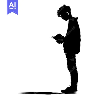 Premium design asset: Silhouette of a Person Reading a Book