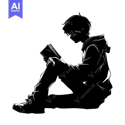 Aset premium populer: Silhouette of a Person Sitting and Reading a Book