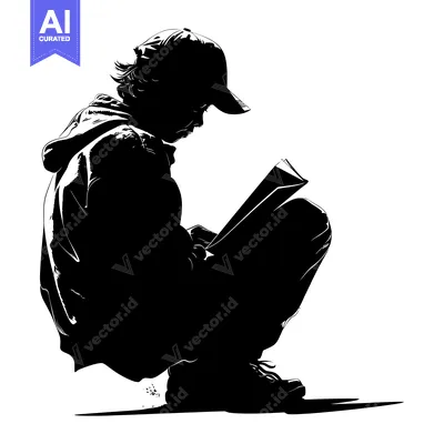 Popular premium asset: Silhouette of a Person Reading a Book While Seated
