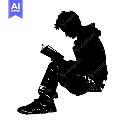 Aset premium populer: Silhouette of a Person Sitting and Reading a Book