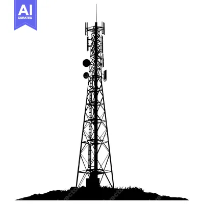 Silhouette of a Tall Cell Tower with Multiple Antennas