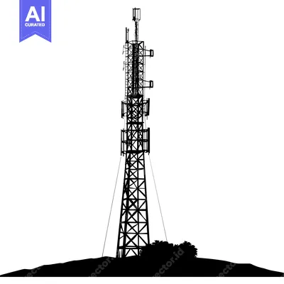 Popular premium asset: Silhouette of a Tall Telecommunications Tower on a Hill