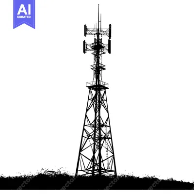 Premium design asset: Silhouette of a Tall Cell Tower with Antennas