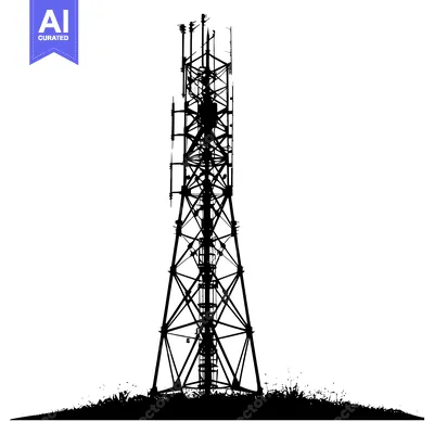 Popular premium asset: Silhouette of a Tall Communication Tower with Antennas