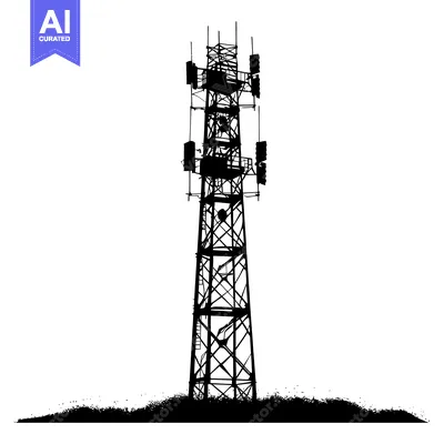 Aset premium populer: Silhouette of a Tall Cell Tower with Antennas