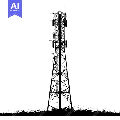 Silhouette of a Tall Cellular Tower with Antennas