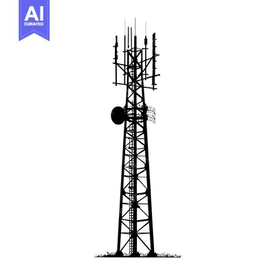 Silhouette of a Tall Cell Tower with Multiple Antennas