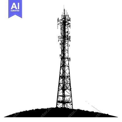 Premium design asset: Black and White Silhouette of a Tall Cell Tower