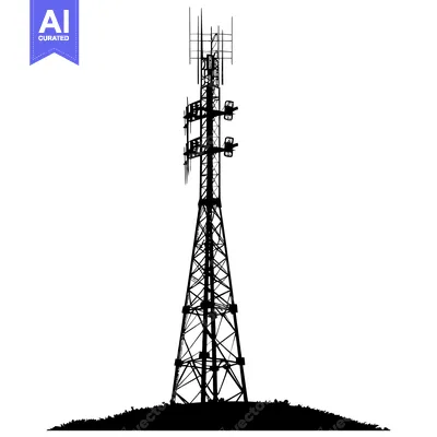 Silhouette of a Cell Phone Tower on a Hillside