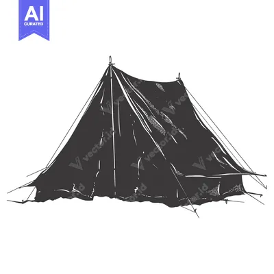 Premium design asset: A black and white sketch of a tent