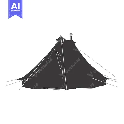 A Black and White Illustration of a Tent with a Chimney