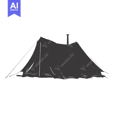 Premium design asset: A Silhouetted Camping Tent with a Chimney