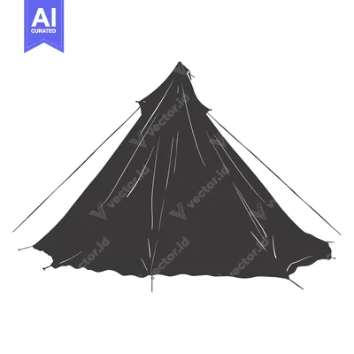 Aset premium populer: A Simple Line Drawing of a Camping Tent Silhouette