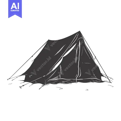 Hand-drawn sketch of a single camping tent