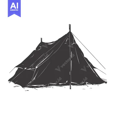 Aset desain premium: A Simple Black and White Sketch of a Tent