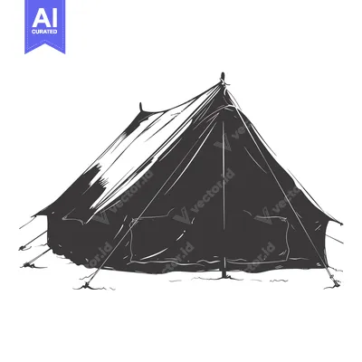 Aset premium populer: Hand-drawn Sketch of a Camping Tent with Stakes