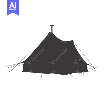Aset premium populer: Black and White Silhouette of a Tent with Ropes and Stakes
