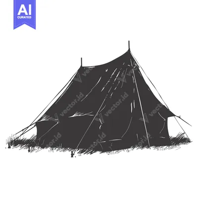 Premium design asset: Hand-Drawn Sketch of a Single Tent in Nature