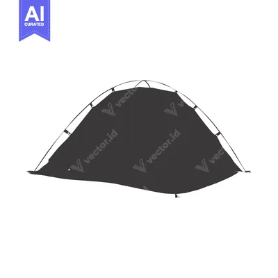 Aset desain premium: Hand-Drawn Silhouette of a Camping Tent