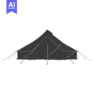 Aset premium populer: Hand-drawn sketch of a simple tent with ropes and stakes
