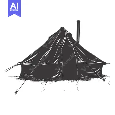 Aset premium populer: A Black and White Sketch of a Tent with a Chimney