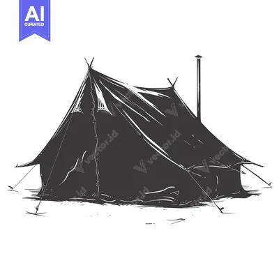Aset premium populer: Black and White Sketch of a Tent with a Chimney
