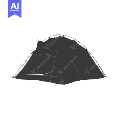 A Sketch of a Black Camping Tent with White Background