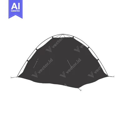 Aset desain premium: A hand-drawn illustration of a black tent
