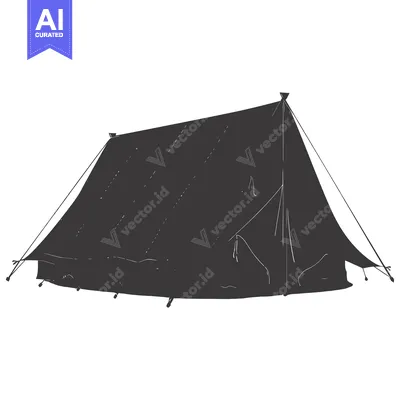 Premium design asset: Black and White Sketch of a Tent with Ropes and Stakes