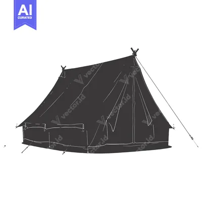 Aset desain premium: A Hand-Drawn Illustration of a Black Tent
