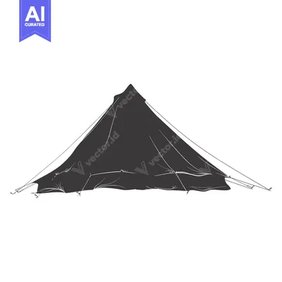 Aset desain premium: A Black and White Sketch of a Simple Tent