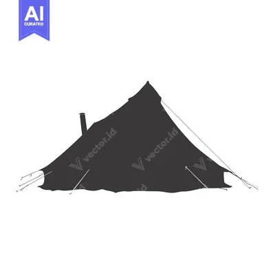 Aset premium populer: A Black and White Silhouette of a Tent with a Chimney