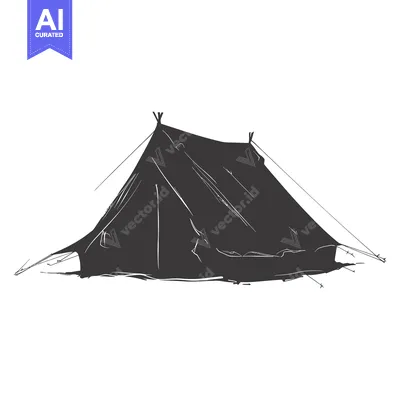 Aset desain premium: A Hand-Drawn Illustration of a Camping Tent