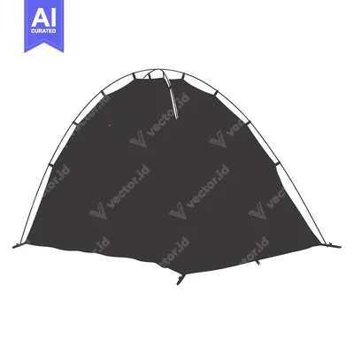 Aset desain premium: A Simple Black and White Illustration of a Tent