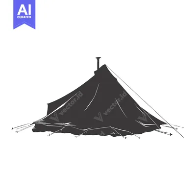 Popular premium asset: Black and White Silhouette of a Tent with a Chimney