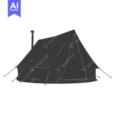 Aset desain premium: Silhouette of a Tent with a Chimney