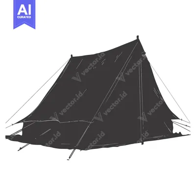 Aset desain premium: Black and White Hand-Drawn Sketch of a Camping Tent