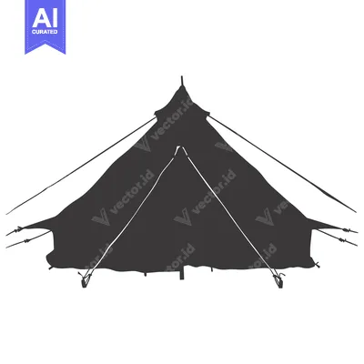 Aset desain premium: Black and White Silhouette of a Camping Tent