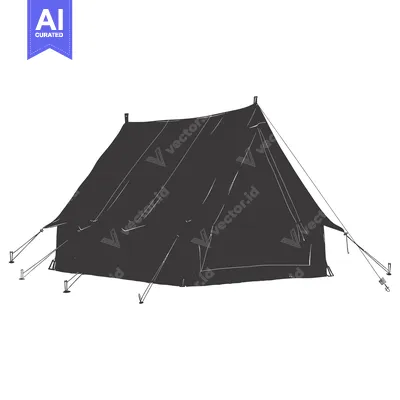 Popular premium asset: A black and white line art illustration of a tent.