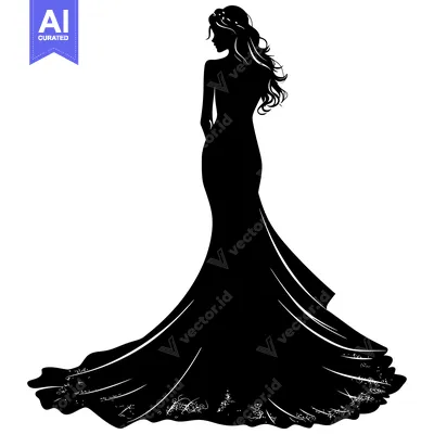 Popular premium asset: Silhouette of a Bride in a Flowing Wedding Gown
