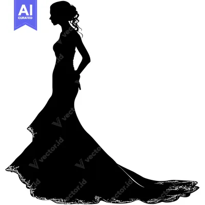 Popular premium asset: Silhouette of a Bride in a Long, Flowing Gown