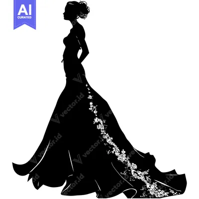 Premium design asset: Silhouette of a Woman in a Wedding Dress